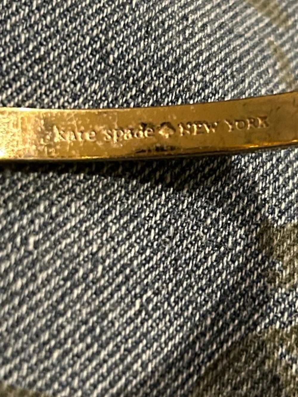 kate spade Gold Tone Engraved Slim Bangle quite luxury dainty bow gift idea - Picture 6 of 7
